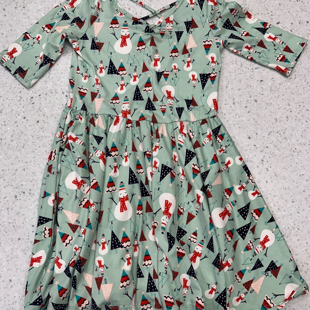 DDS Snowman Print Kids Dress ballerina style - WARM FABRIC SIZE 5/6